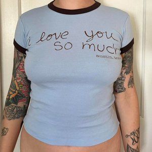 XS baby tee with Austin, TX graphic